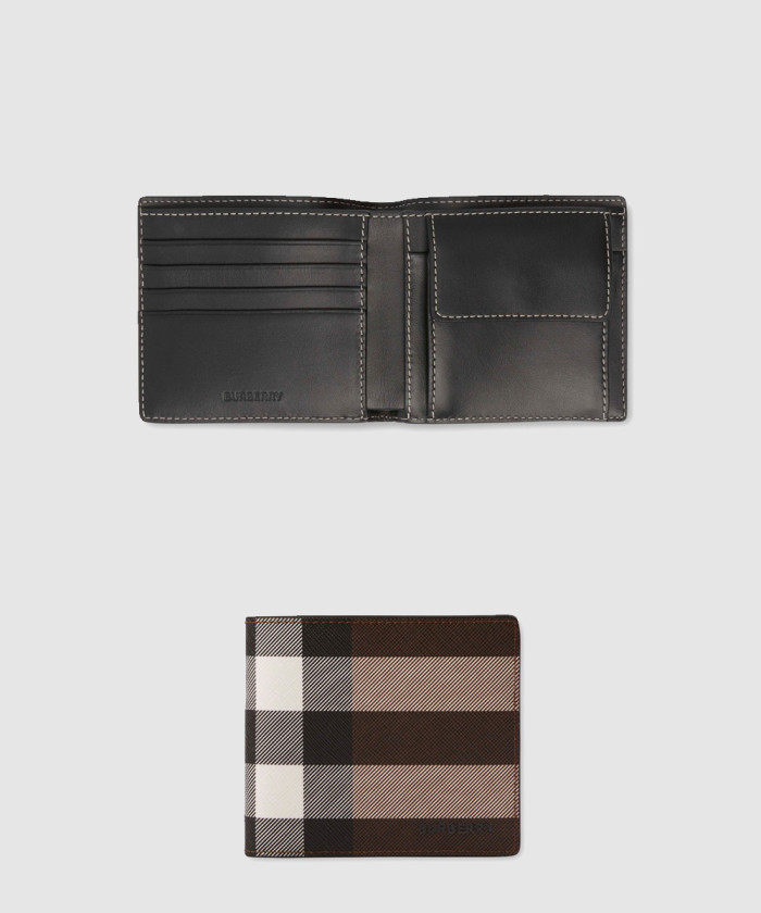 버버리 체크 레더 바이폴드 코인 지갑 80528021