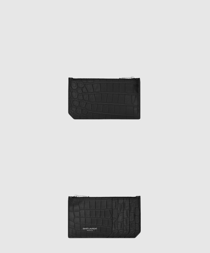 생로랑 클래식 파리지앵 크로커 엠보 가죽 5단 지퍼백 631992