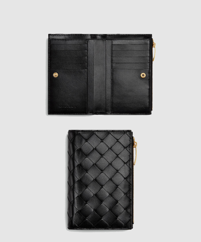 보테가베네타 미디엄 인트레치아토 폴더형 지퍼 지갑 667468