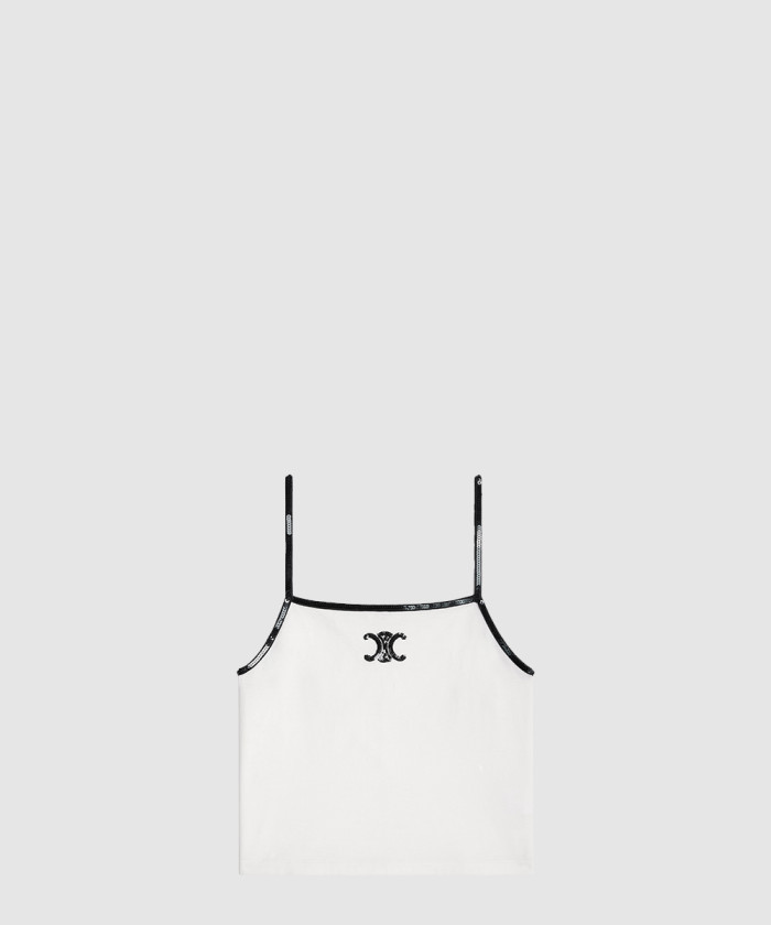 셀린느 자수 트리옹프 탱크 탑 코튼 저지 2X53F6