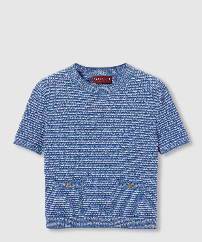 구찌 파인 코튼 크루넥 탑 818647