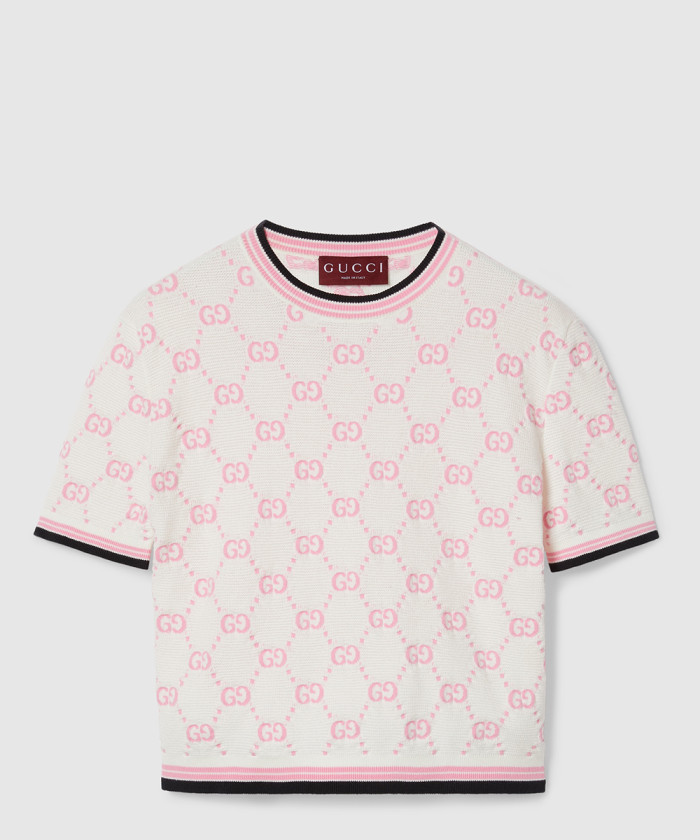 구찌 GG 인타르시아 코튼 크루넥 탑 788766