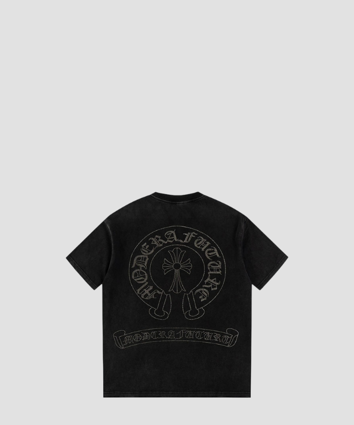 크롬하츠 스컬 큐빅 포켓 티셔츠 블랙