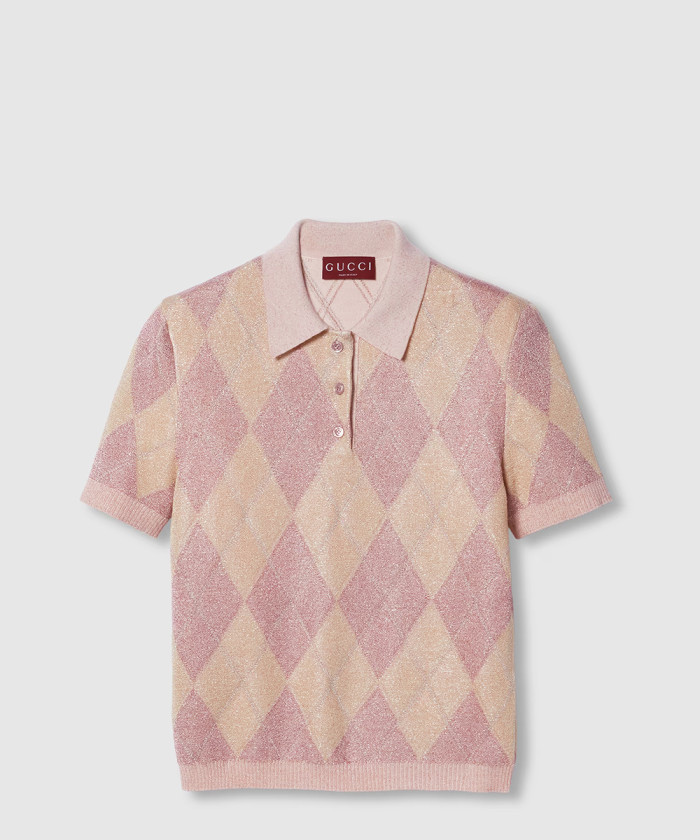 구찌 비스코스 라메 및 울 폴로 탑 ‎815720