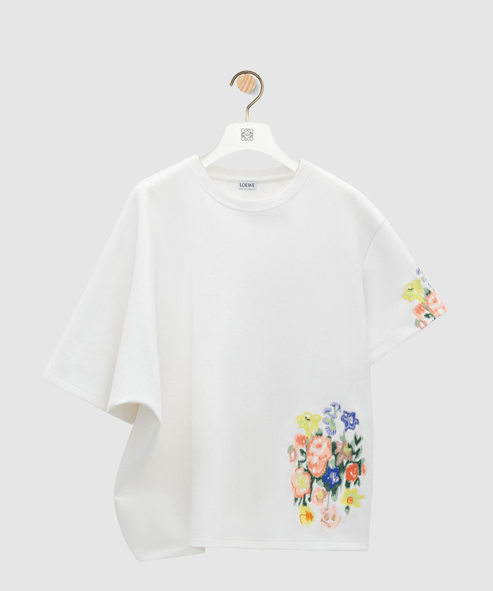 로에베 자수 드레이프 티셔츠