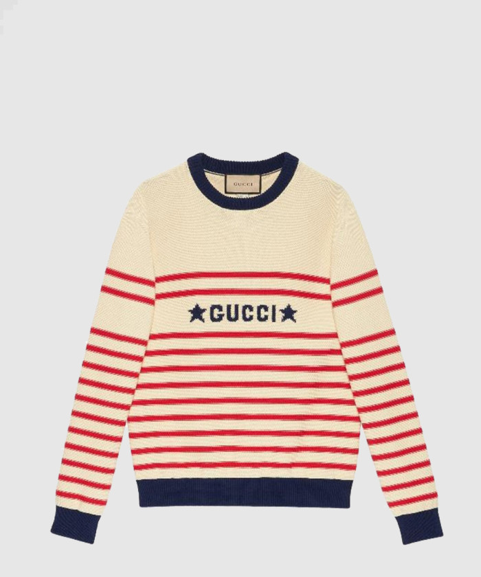 구찌 스타 로고 스트라이프 니트 티셔츠 692149