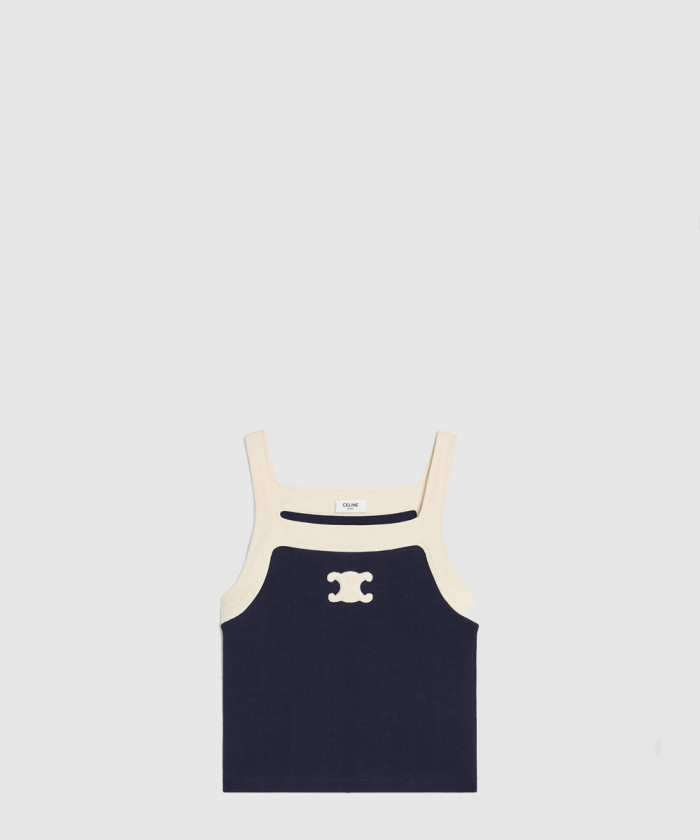 셀린느 트리옹프 탱크 탑 코튼 저지 2X37NA
