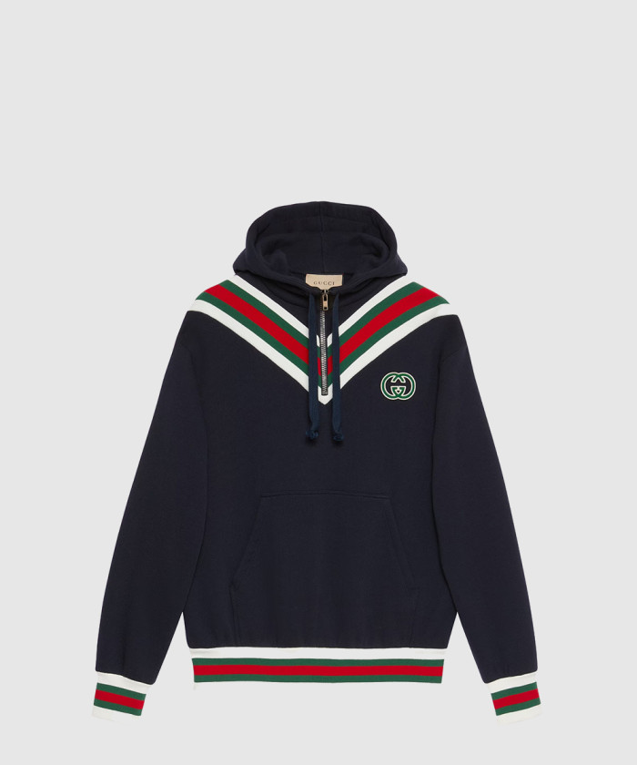 구찌 코튼 저지 후드 스웨트셔츠 717410