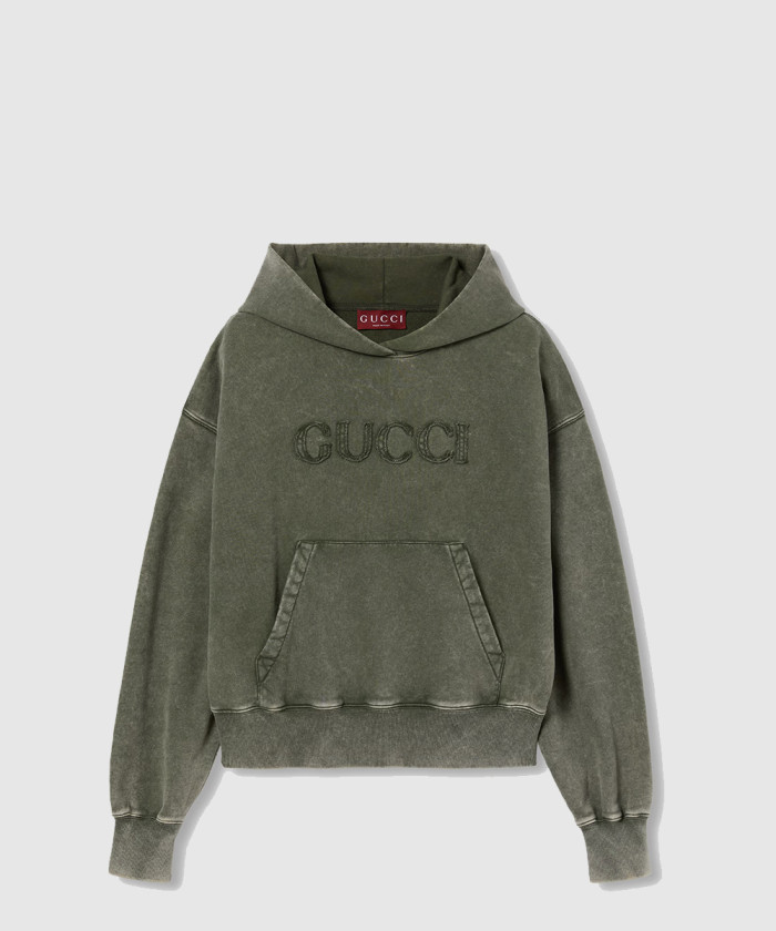 구찌 자수 코튼 저지 후드 스웨트셔츠 787274