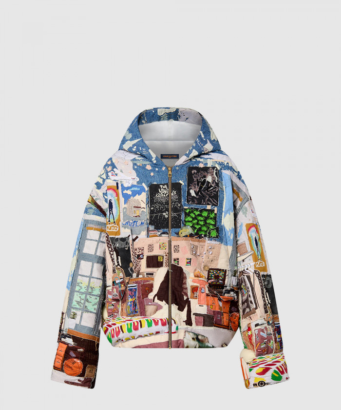 루이비통 메이드 투 오더 패치워크 오버사이즈드 후디드 블루종 1ABYJL