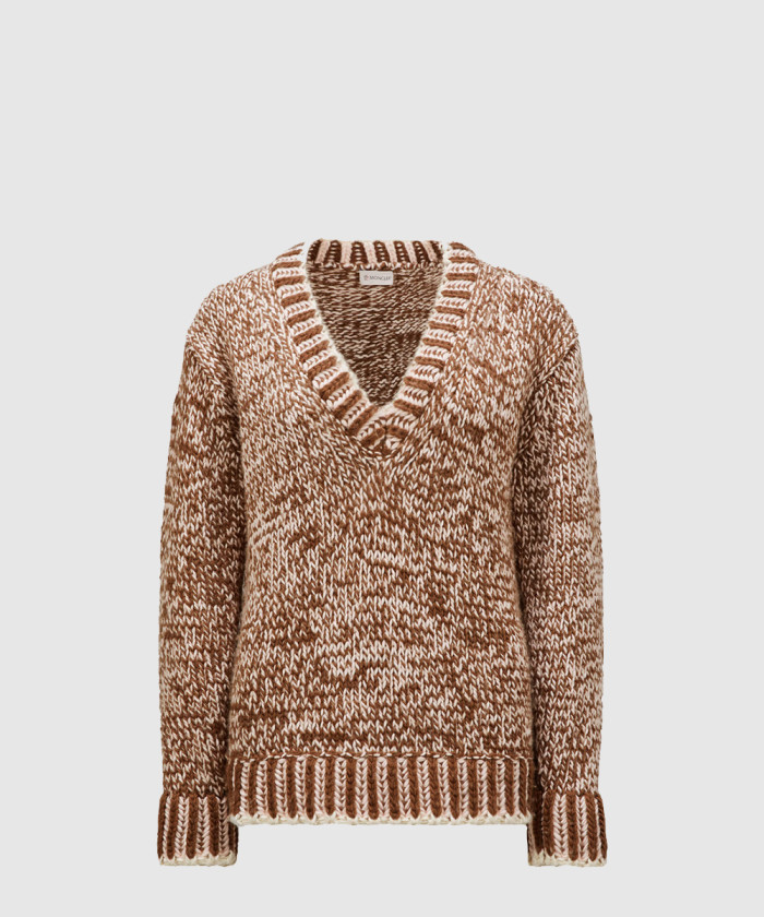 몽클레어 울 블렌드 브이넥 스웨터