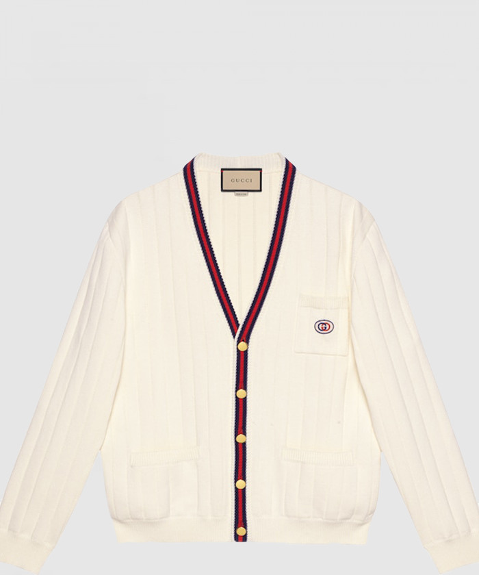 구찌 니트 코튼 V 넥 가디건 654984