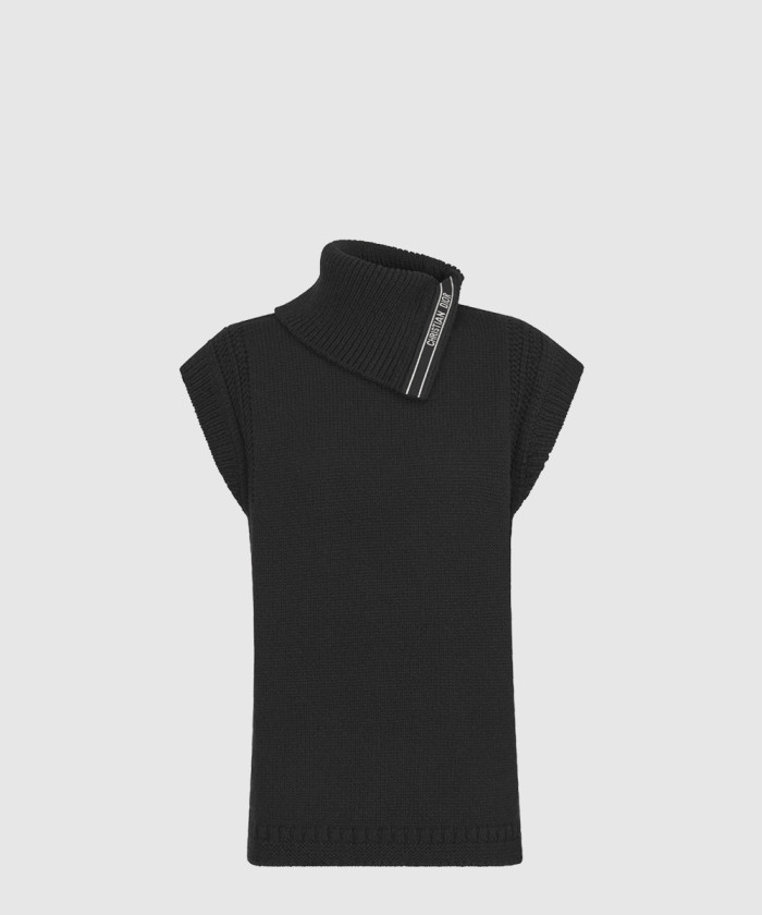 디올 스탠드 칼라 민소매 스웨터 444S2