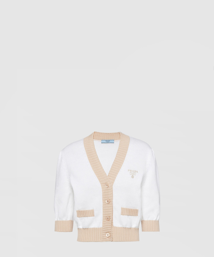 프라다 크롭 코튼 가디건 P25I04