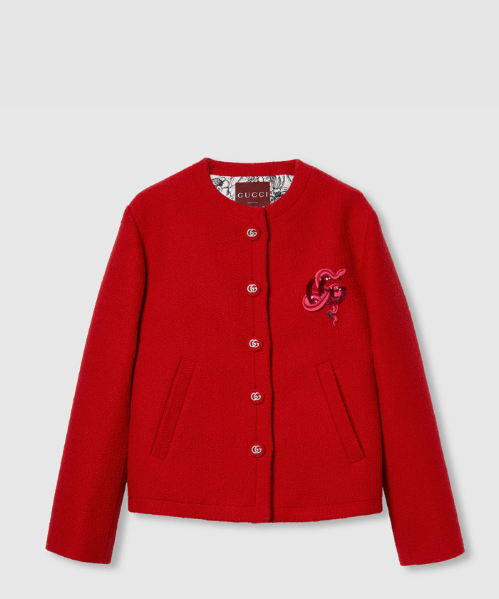 구찌 자수 울 재킷 816195