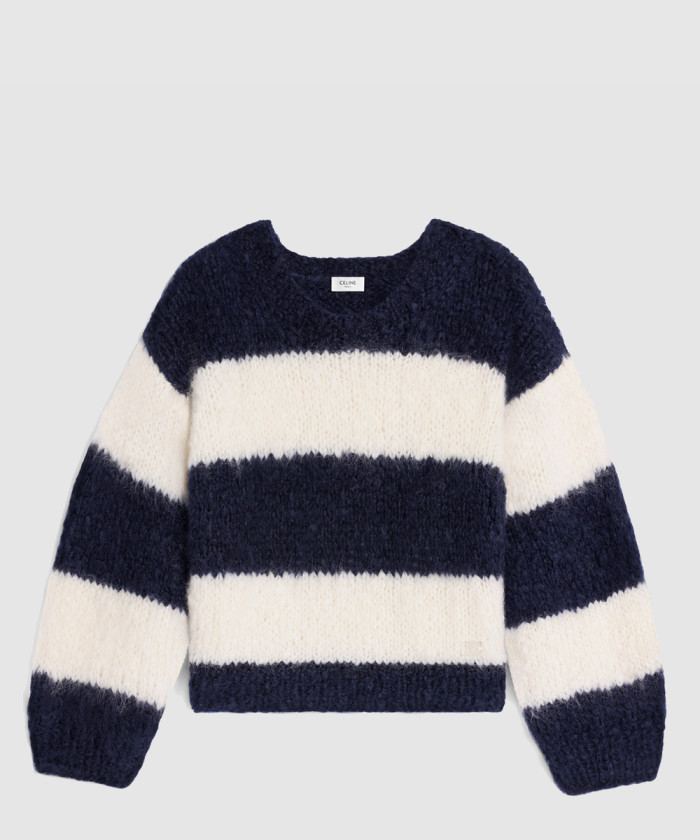 셀린느 청키 모헤어 울 스트라이프 크루넥 스웨터 2A16Z8