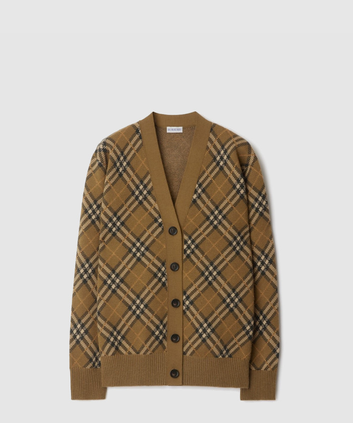 버버리 체크 울 모헤어 블렌드 카디건 80996211