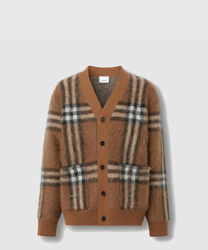 버버리 체크 울 모헤어 블렌드 자카드 손흥민 카디건 80579071