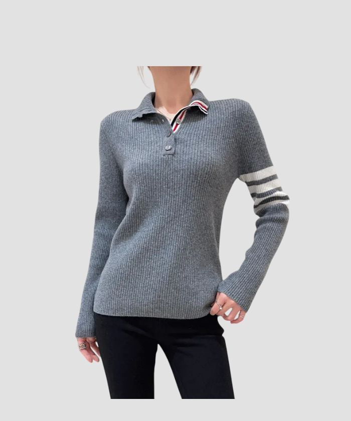 톰브라운 스트라이프 골지 니트 그레이