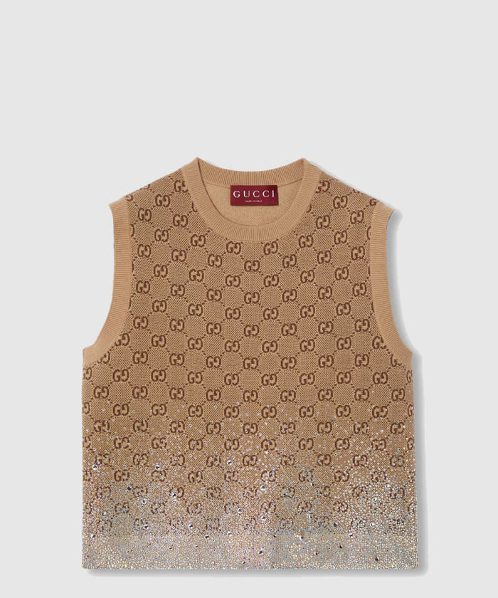 구찌 자수 울 GG 자카드 베스트 ‎813852