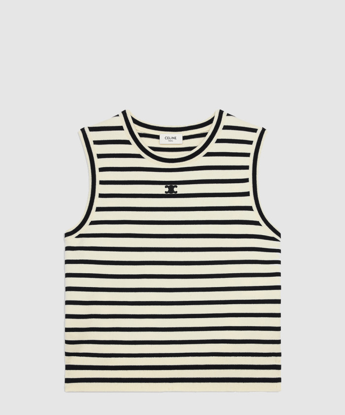 셀린느 트리옹프 슬리브리스 마리니에르 스웨터 울 RY04W0