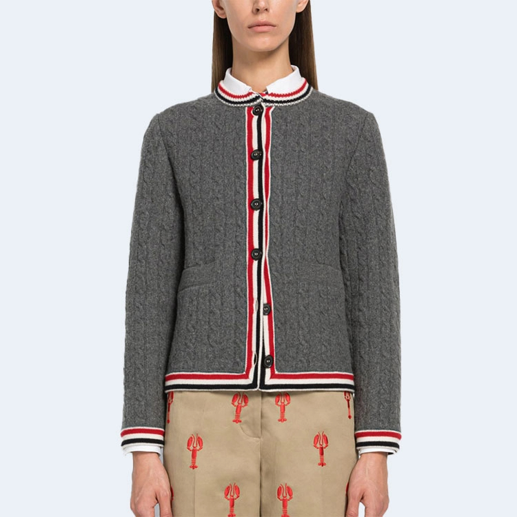 톰브라운 케이블 스티치 보일 울 가디건