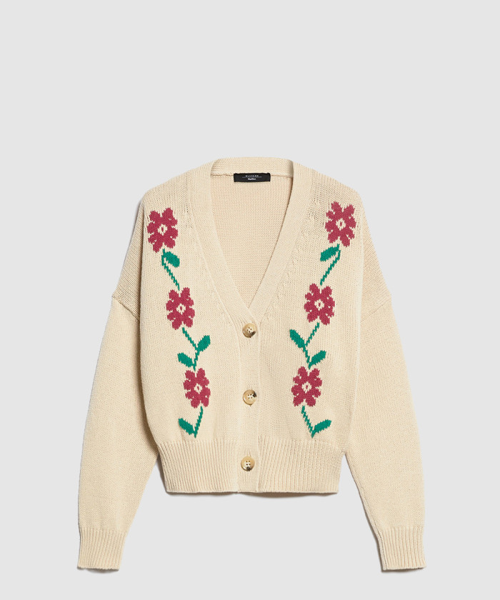 막스마라 인레이 디테일 코튼 가디건