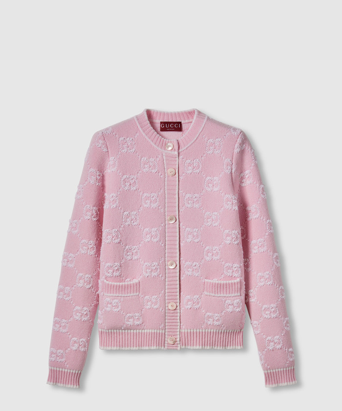 구찌 GG 울 부클레 자카드 가디건 ‎713300