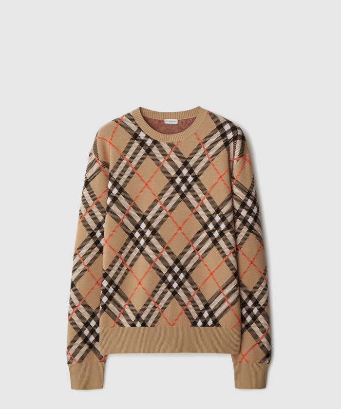 버버리 체크 울 블렌드 스웨터 80934861
