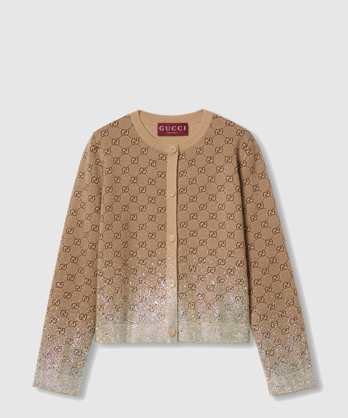 구찌 자수 울 GG 자카드 가디건 813850