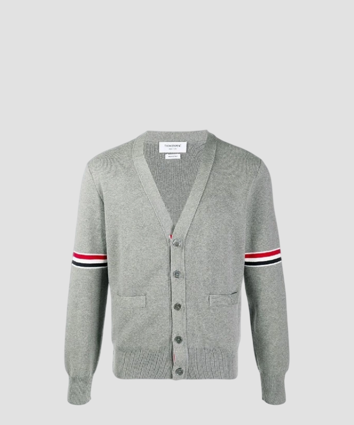 톰브라운 RWB 니트 가디건 그레이