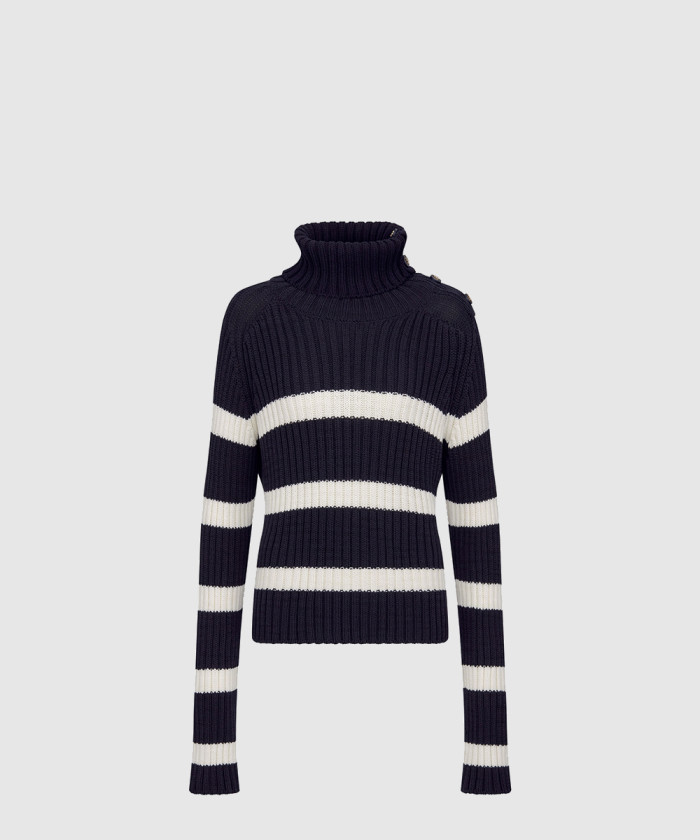 디올 마리니에르 버튼 하이 칼라 스웨터 444S2