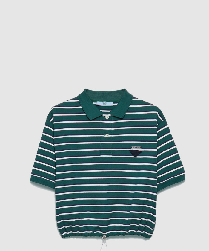 프라다 크롭 스트라이프 피케 폴로 셔츠 39609
