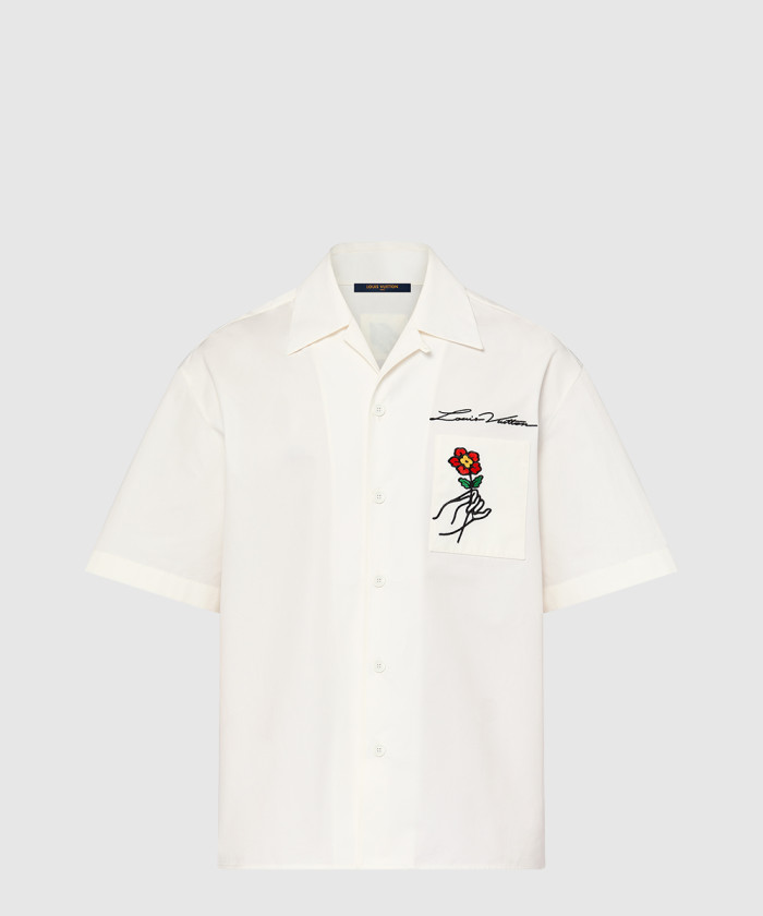 루이비통 오픈 칼라 쇼트 슬리브드 코튼 셔츠 1AFJDJ