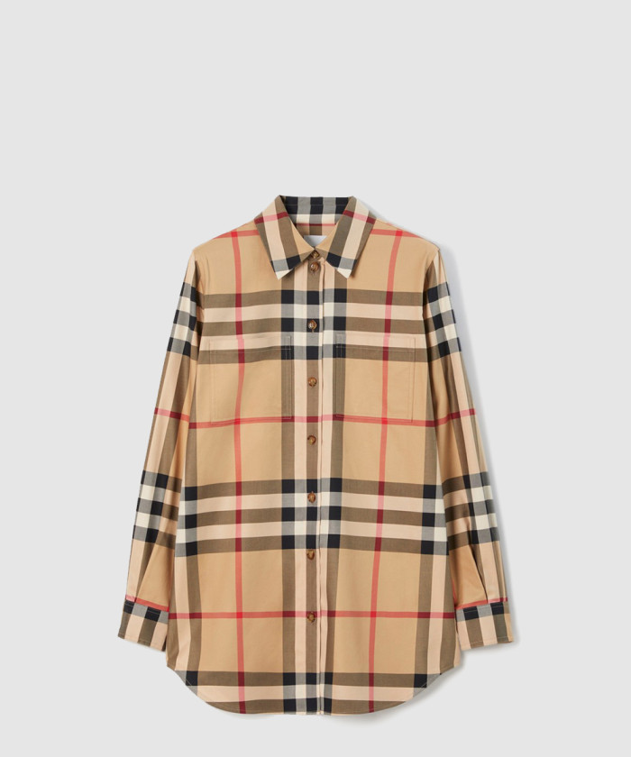 버버리 체크 코튼 셔츠 80713381