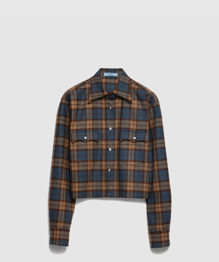 프라다 체크 울 트윌 셔츠 P448H