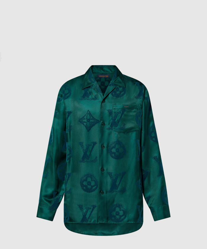 루이비통 모노그램 플록드 실크 롱 슬리브드 셔츠 1AFAWQ