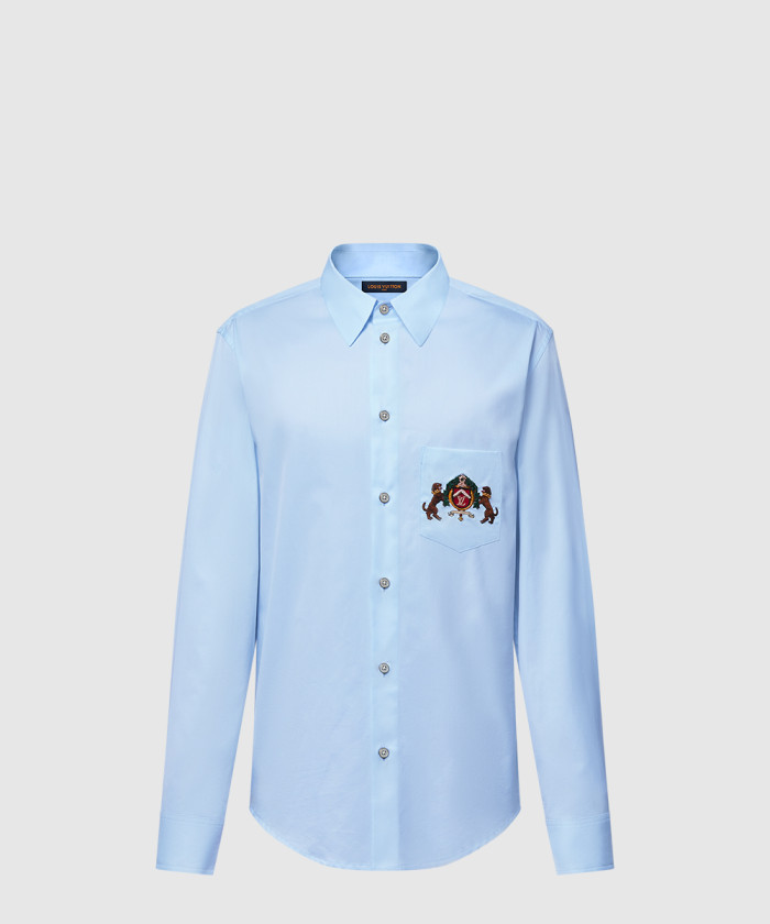 루이비통 엠브로이더드 롱 슬리브드 코튼 셔츠 1AGJNC