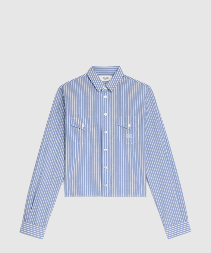 셀린느 스트라이프 코튼 크롭 셔츠 RC00R7