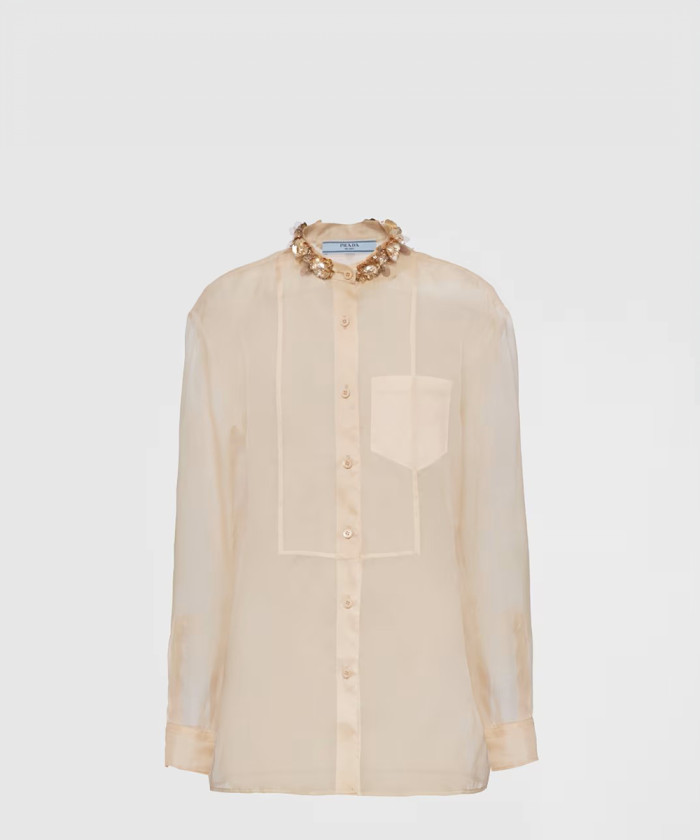 프라다 오간자 브로데 슈미즈 P485GR