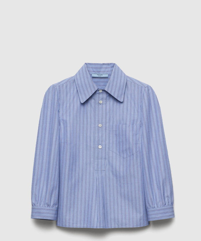 프라다 스트라이프 포플린 블라우스 P438H1