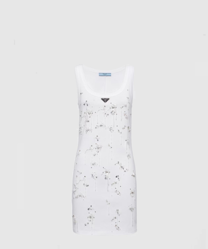 프라다 자수 리브 저지 드레스 33582R