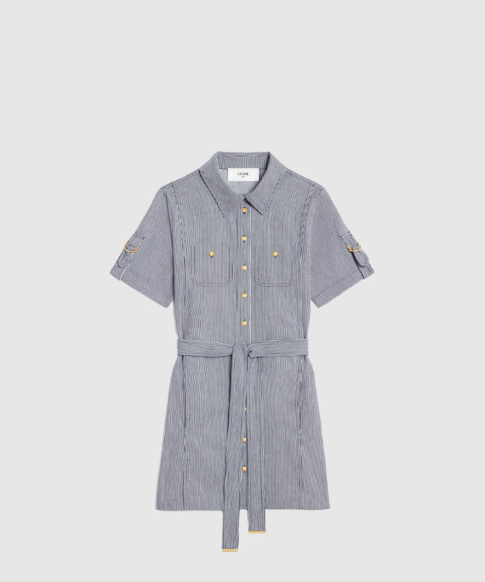 셀린느 트라페즈 미니 드레스 스트라이프 코튼 2R33L8
