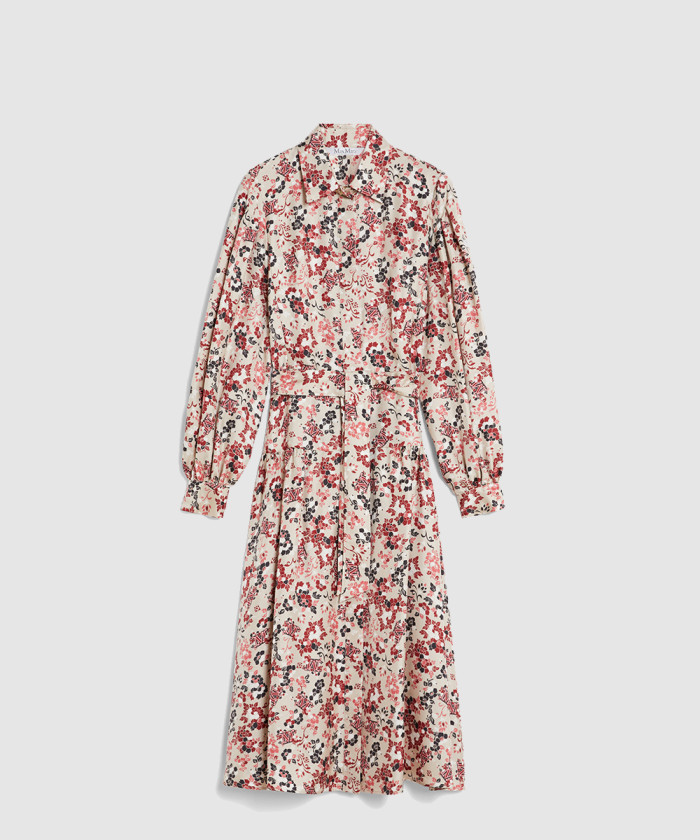 막스마라 프린트 실크 플레어 드레스