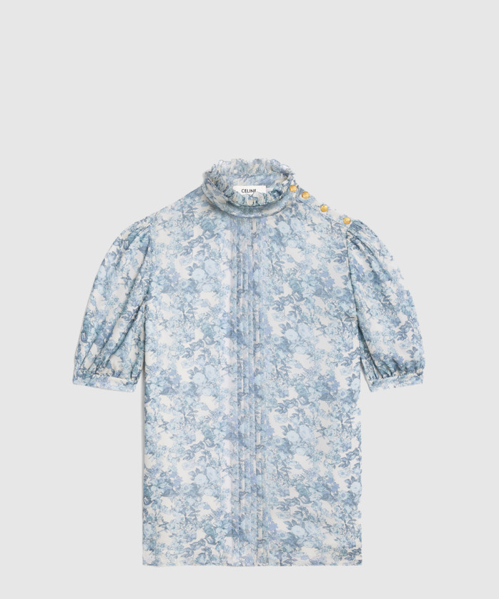 셀린느 프릴 칼라 블라우스 실크 조젯 2B9659