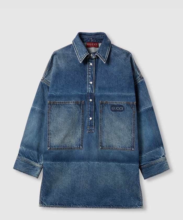 구찌 레이저 프린트 데님 드레스 814507