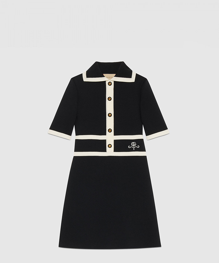 구찌 울 GG 피케 자카드 폴로 드레스 681306