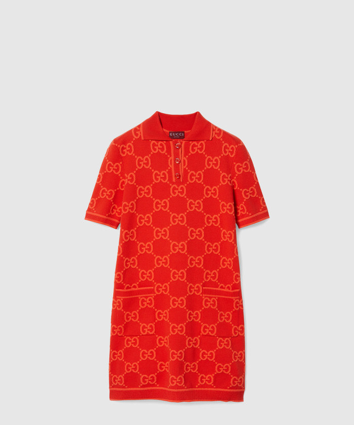 구찌 GG 코튼 폴로 드레스 오렌지 라이트 743316