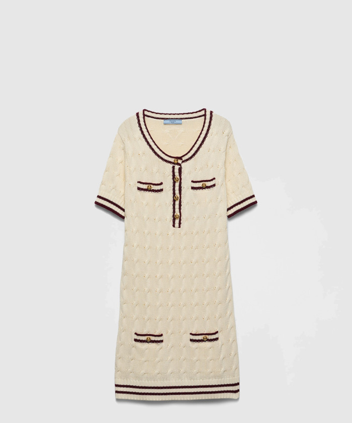 프라다 라운드넥 코튼 미니 드레스 23A061