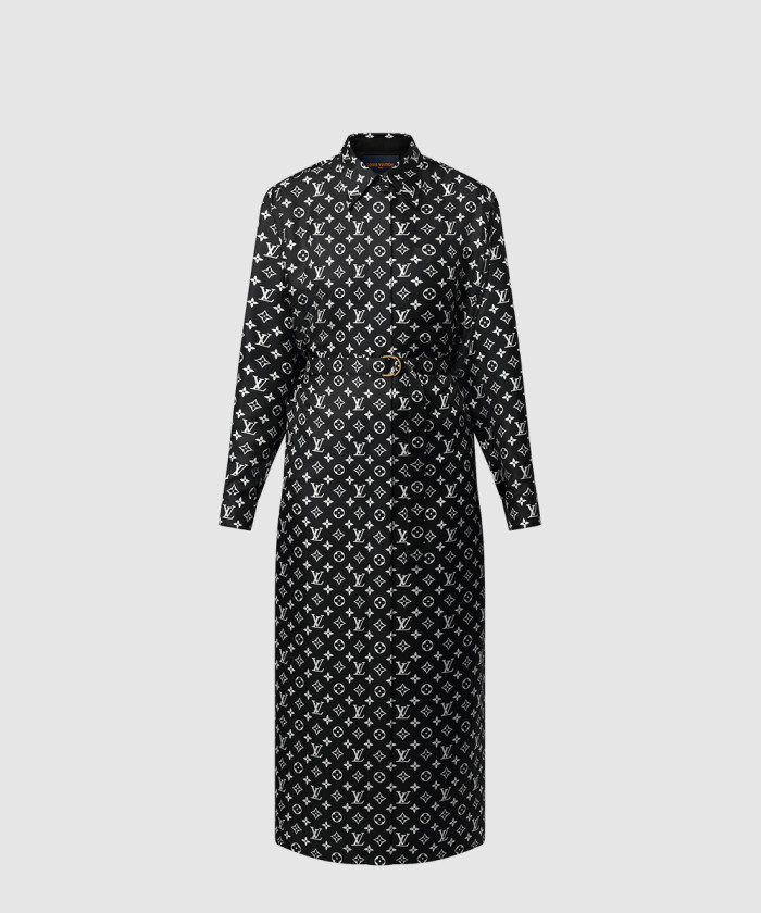 루이비통 모노그램 실크 셔츠 드레스 1AHENM